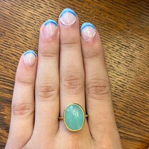 Elegant Gold and Blue-Green Gemstone Ring